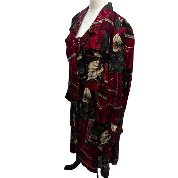 VINTAGE❤️LESLIE Belle Two Piece Burgundy Suit Size XL - Picture 8 of 16
